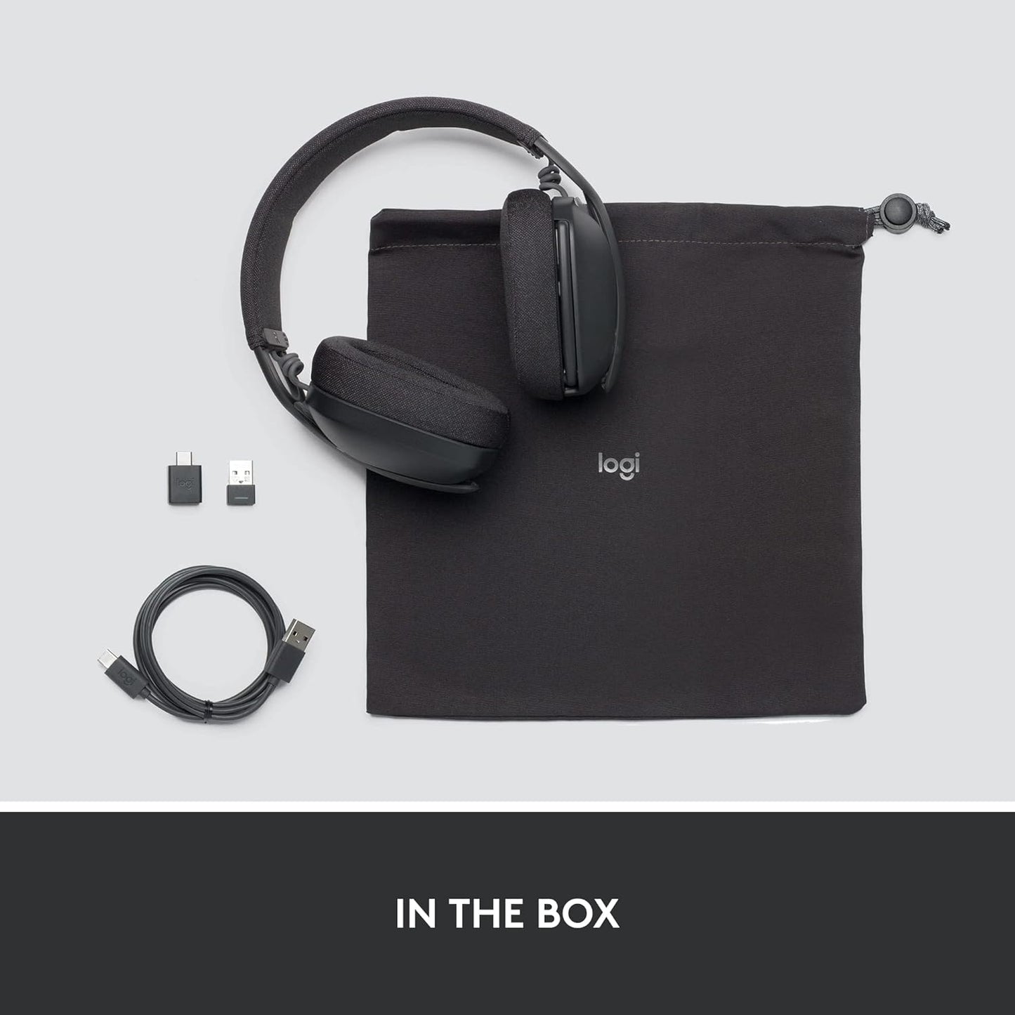 Logitech Zone Vibe 125 Wireless Headphones with Noise-Canceling Microphone, Bluetooth, USB-A Receiver; Works with Zoom, Google Voice, Google Meet, Mac/PC - Graphite