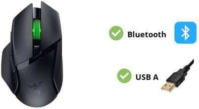 Razer Basilisk V3 X HyperSpeed Customizable Wireless Gaming Mouse: Mechanical Switches Gen-2-5G Advanced 18K Optical Sensor - Chroma RGB 9 Programmable Controls 535 Hr Battery Classic Black