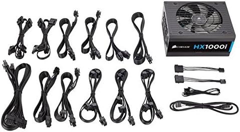 Corsair HX1000i 1000 W 80 Plus Platinum Certified 140 mm Fan Thermally Controlled Power Supply Unit - Black CP-9020074