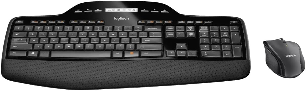 Logitech MK710-RB Desktop Wireless Keyboard/Mouse Combo, Hyper-Fast Scrolling Wireless Mouse USB, Keyboard with LCD Dashboard, Long Battery Life, Black