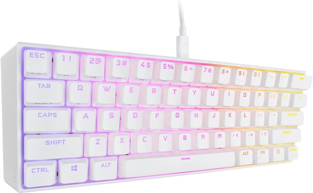 Corsair - K65 RGB Mini Wired 60% Mechanical Keyboard in White