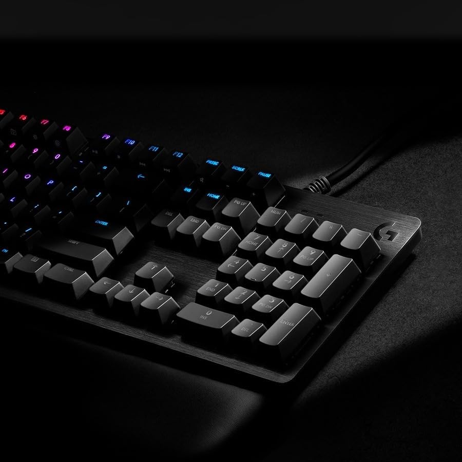 Logitech G512 Lightsync RGB Mechanical Gaming Keyboard, Carbon English Layout GX Blue Switch, Brushed Aluminum Case, USB Pass Through