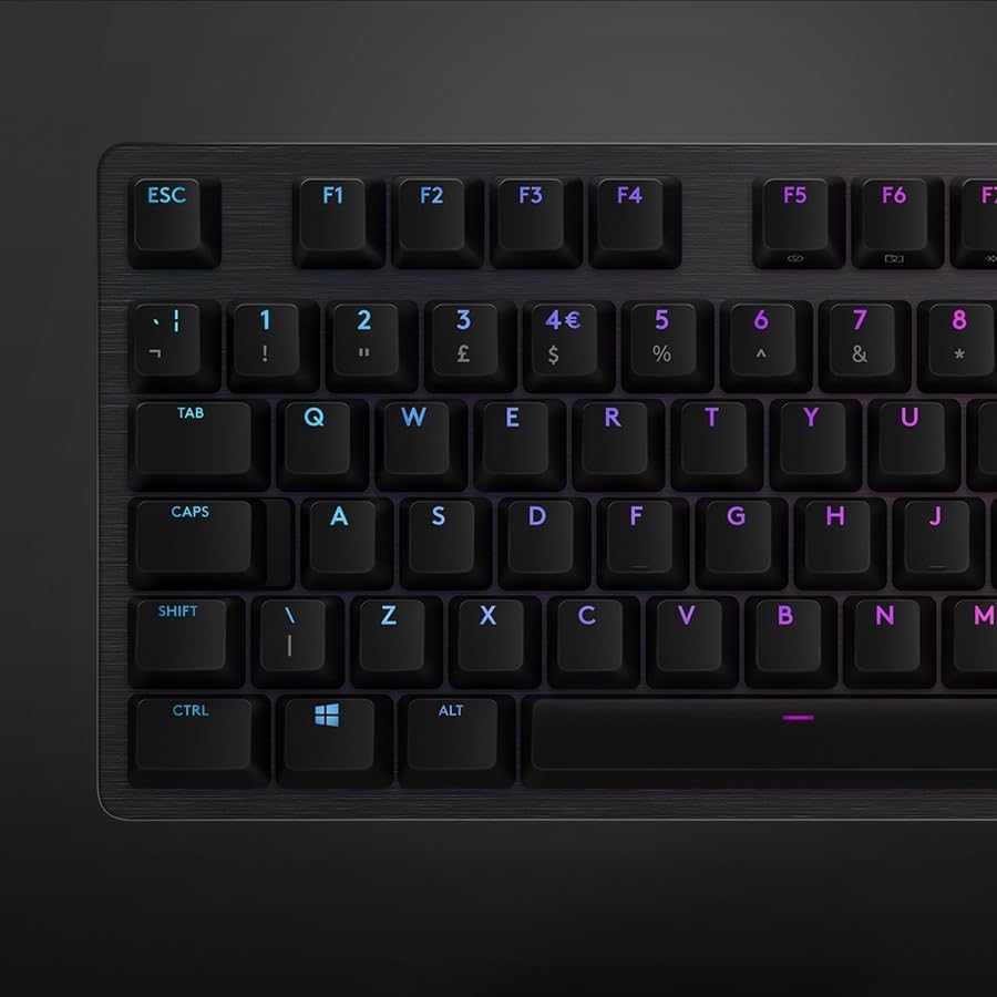 Logitech G512 Lightsync RGB Mechanical Gaming Keyboard, Carbon English Layout GX Blue Switch, Brushed Aluminum Case, USB Pass Through