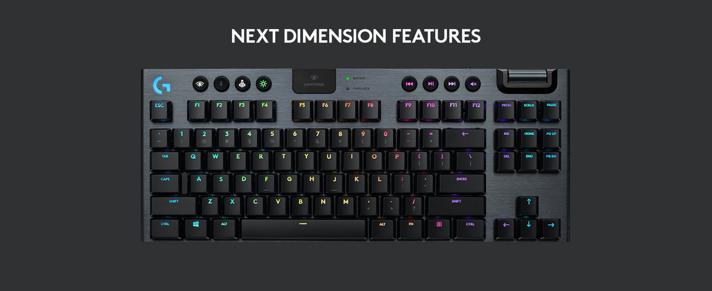Logitech G915 Tenkeyless Lightspeed Wireless RGB Mechanical Gaming Keyboard - Tactile, Black