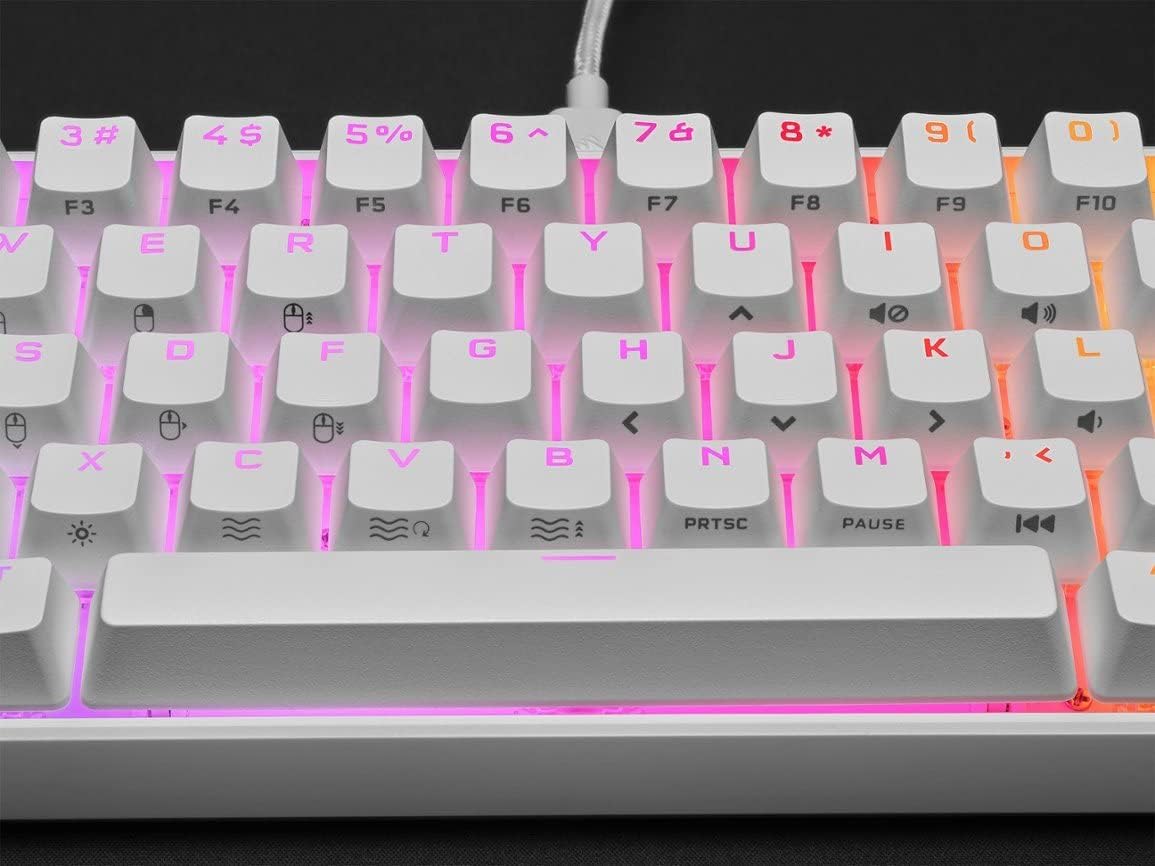 Corsair - K65 RGB Mini Wired 60% Mechanical Keyboard in White