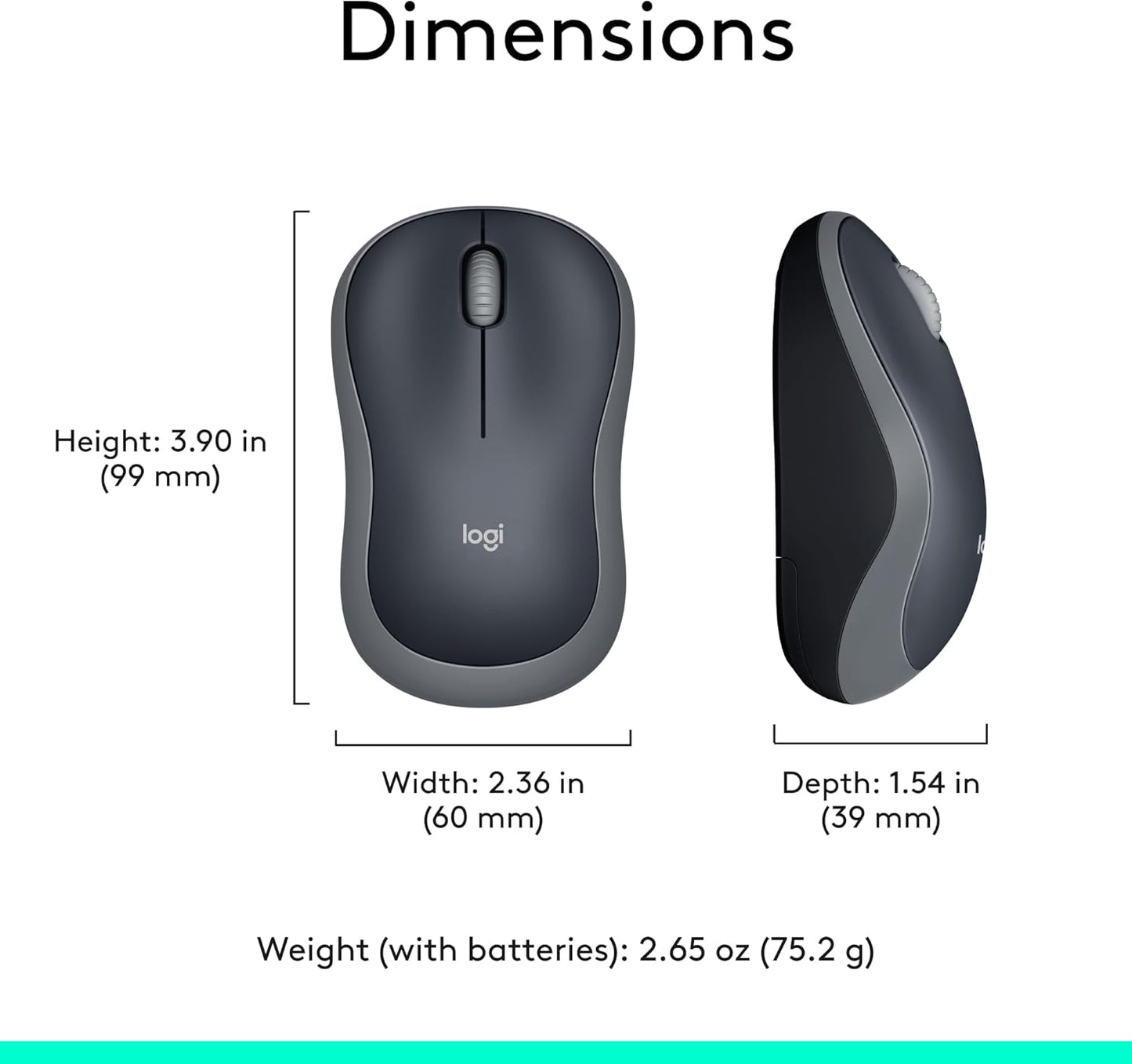 Logitech M185 Wireless Mouse Swift Grey