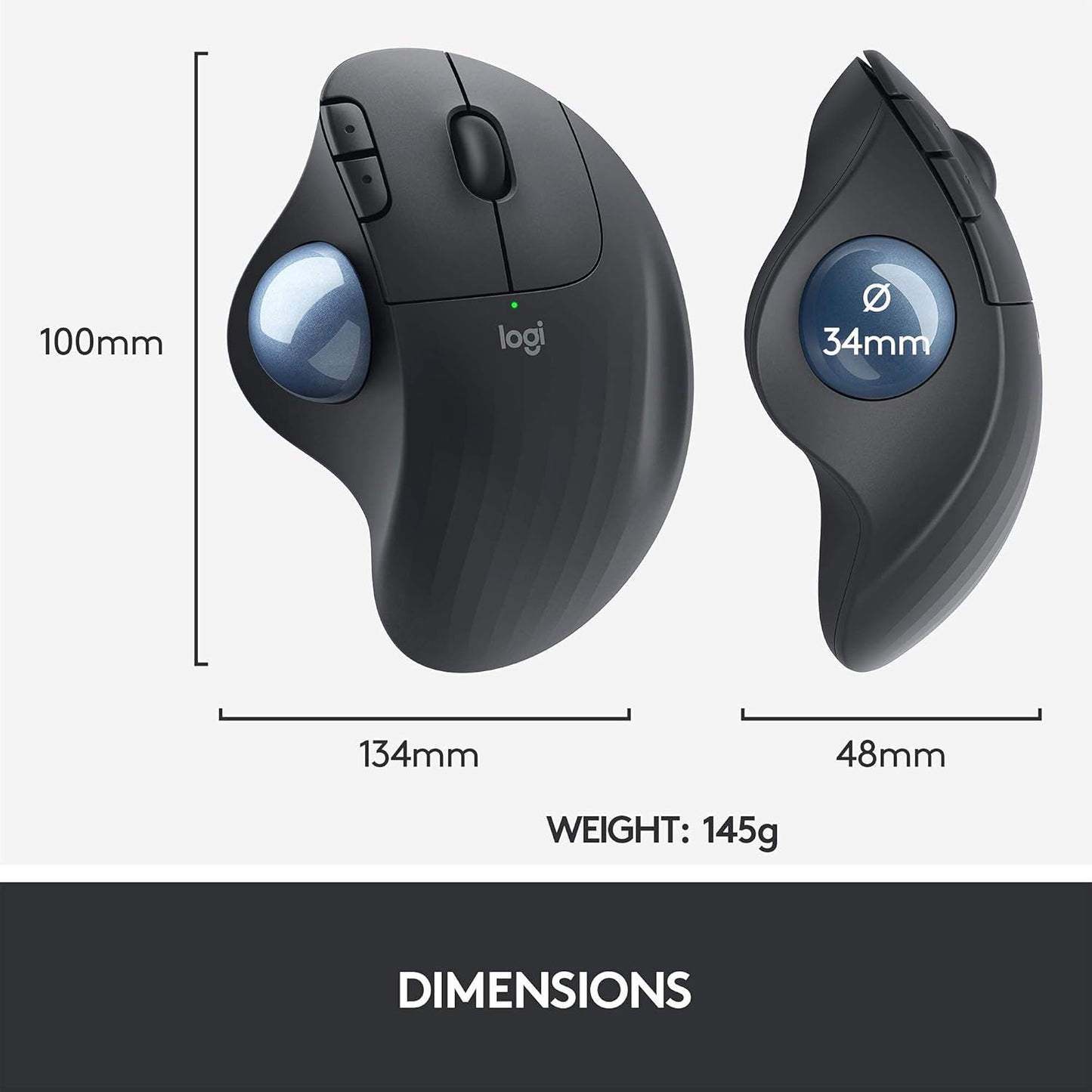 Logitech Ergo M575 Wireless Trackball Mouse- Graphite