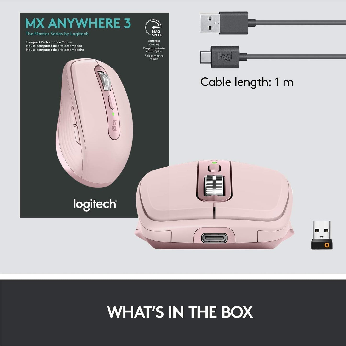 Logitech MX Anywhere 3 Wireless Mouse- Rose