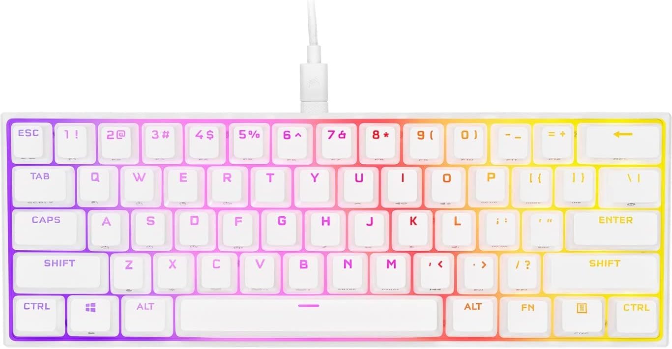 Corsair - K65 RGB Mini Wired 60% Mechanical Keyboard in White