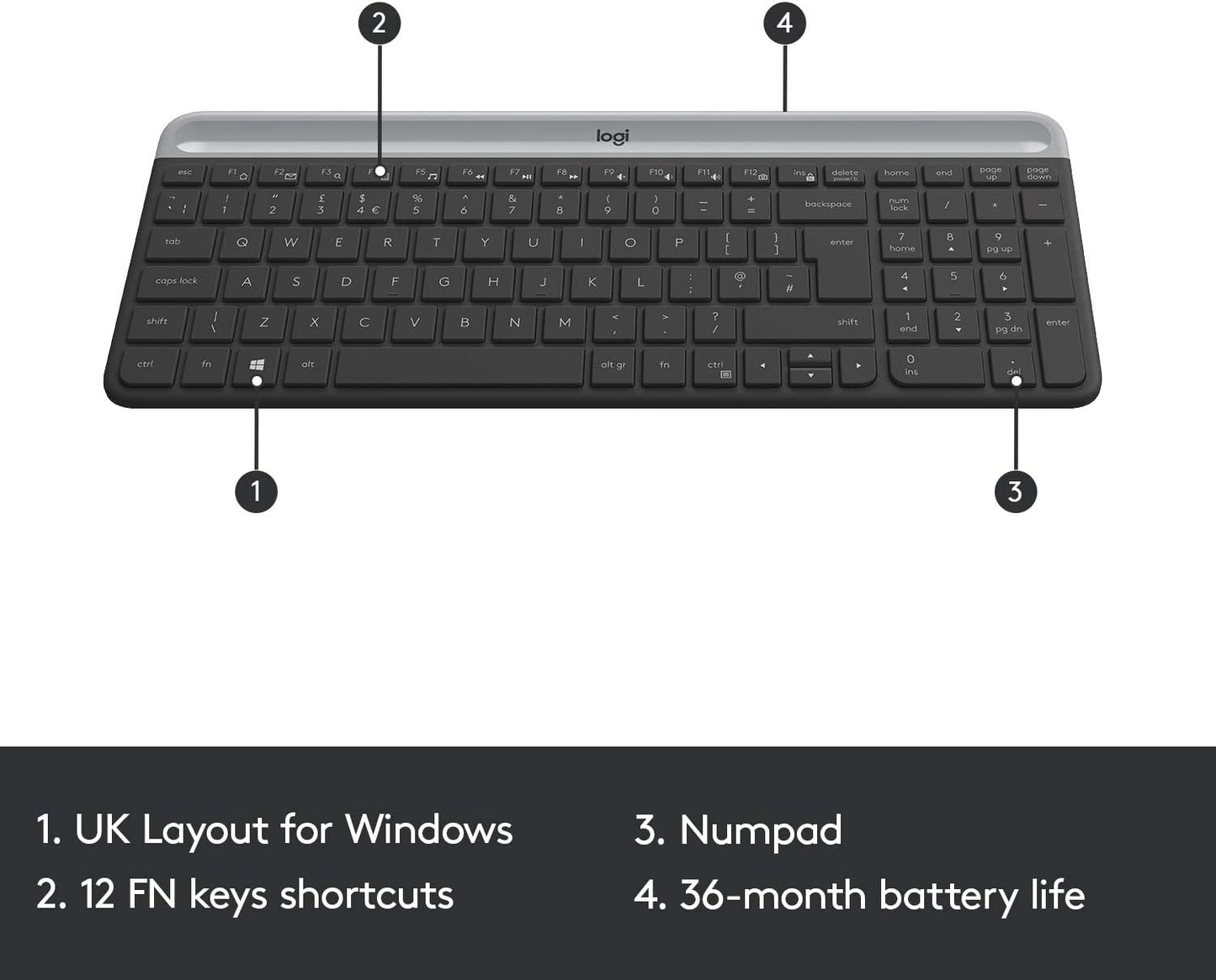 Logitech MK470 Slim Wireless Keyboard and Mouse Combo Graphite