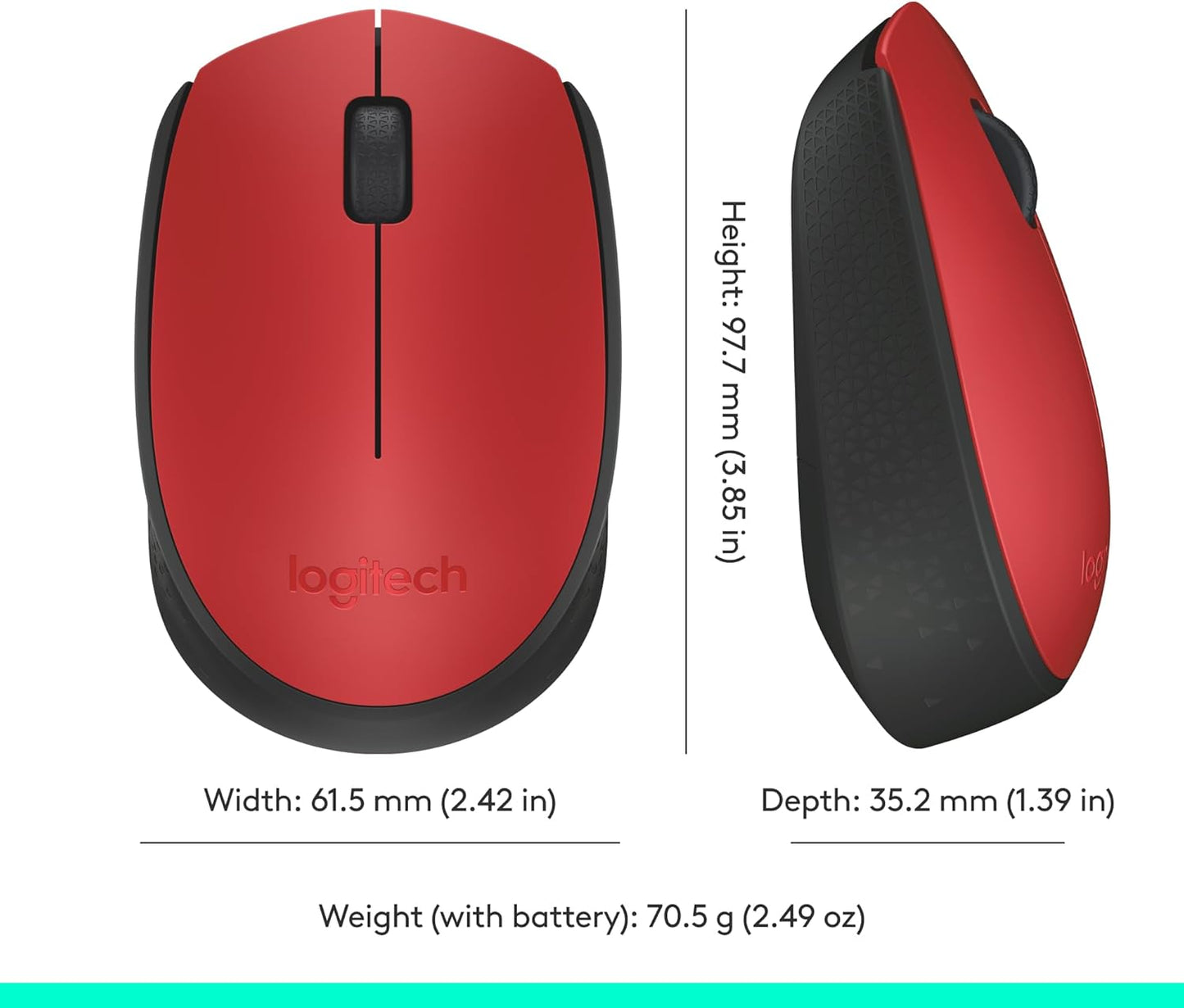 Logitech M170 Wireless Mouse for PC, Mac, Laptop, 2.4 GHz with USB Mini Receiver, Optical Tracking, 12-Months Battery Life, Ambidextrous - Red