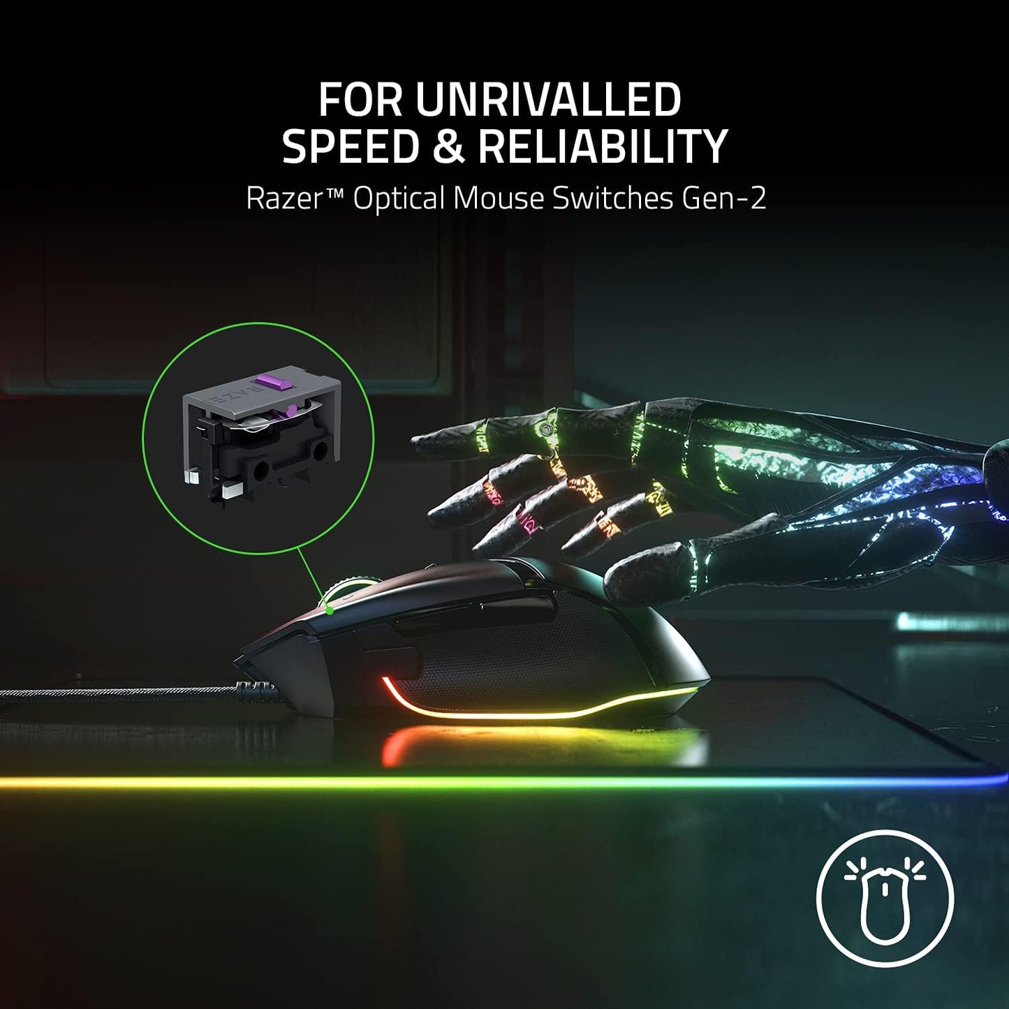 Razer Basilisk V3 Customizable Ergonomic : Fastest Gaming Mouse Switch Chroma RGB Lighting 26K DPI Optical Sensor - 11 Programmable Buttons HyperScroll Tilt Wheel Classic Black