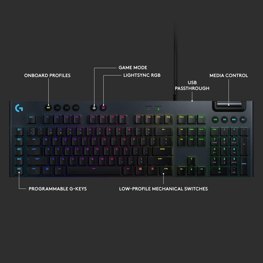 Logitech G815 LIGHTSYNC RGB Mechanical USB Gaming Keyboard, GL Linear