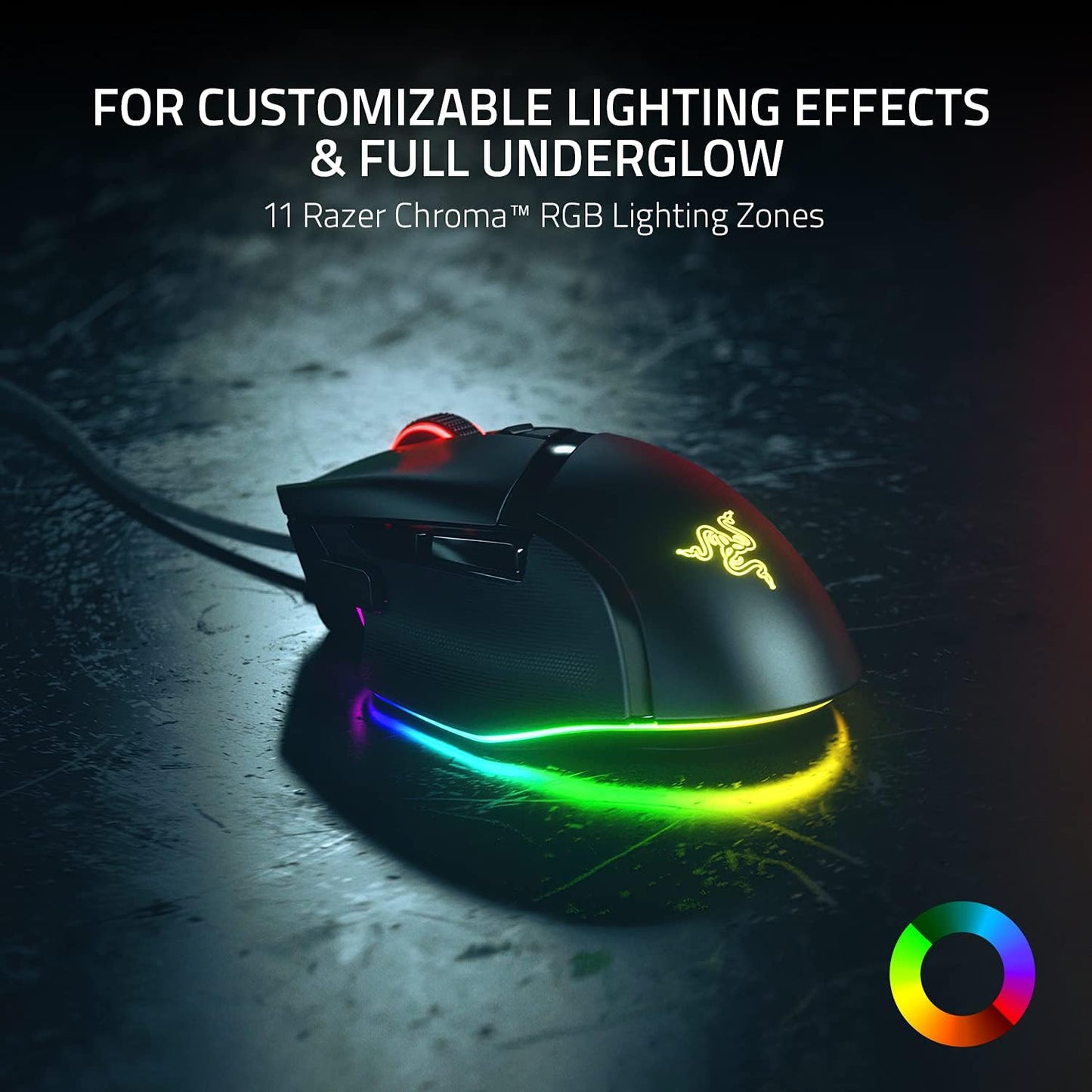 Razer Basilisk V3 Customizable Ergonomic : Fastest Gaming Mouse Switch Chroma RGB Lighting 26K DPI Optical Sensor - 11 Programmable Buttons HyperScroll Tilt Wheel Classic Black
