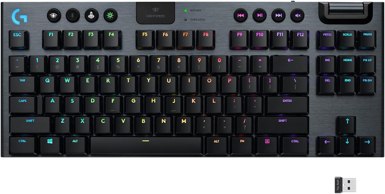 Logitech G915 Tenkeyless Lightspeed Wireless RGB Mechanical Gaming Keyboard - Tactile, Black