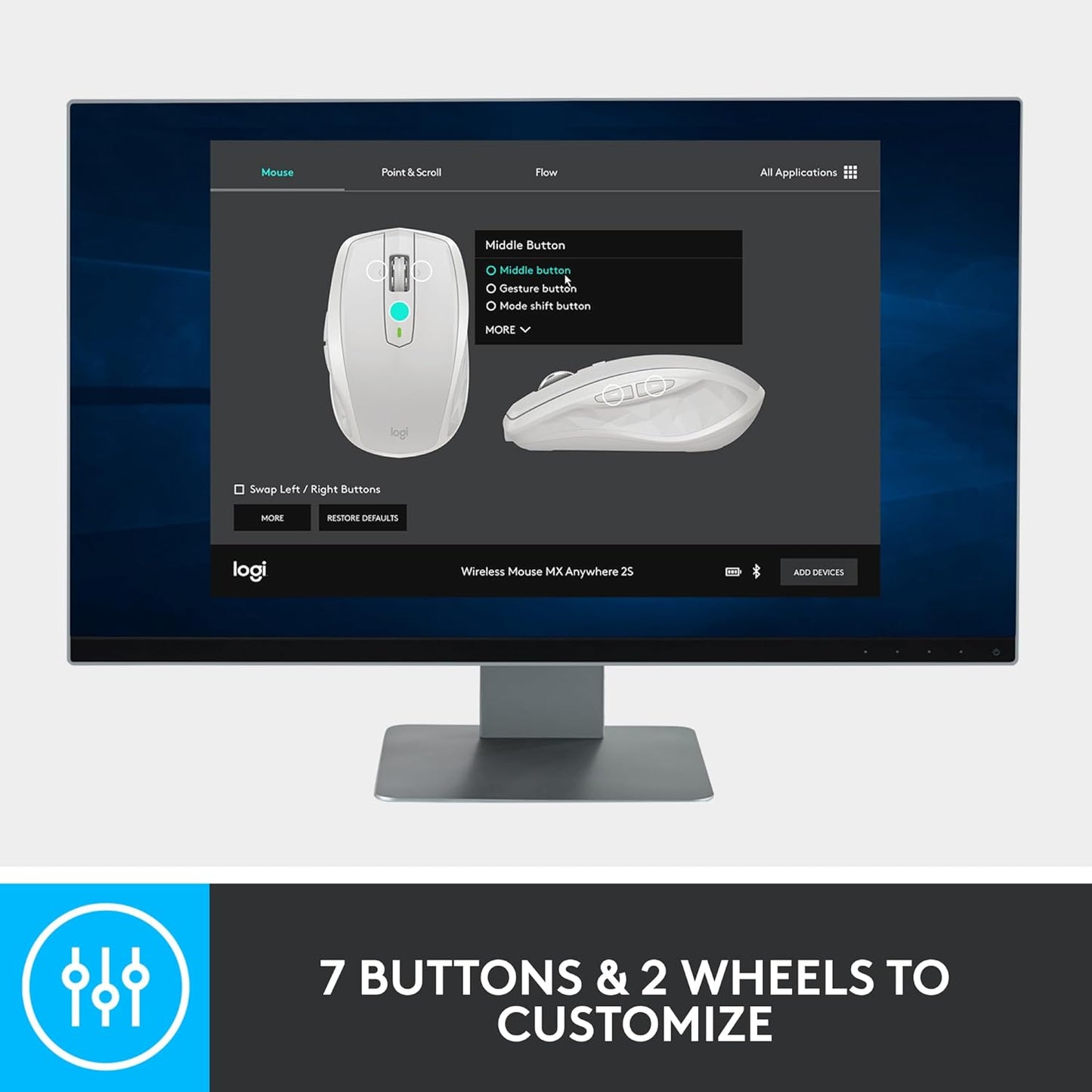 Logitech - MX Anywhere 2S Wireless Laser Mouse - Black