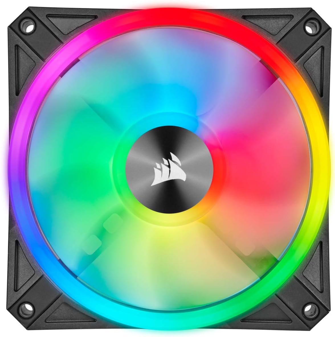Corsair 140mm RGB LED Fan, Dual Pack with Lighting Node Core - Black