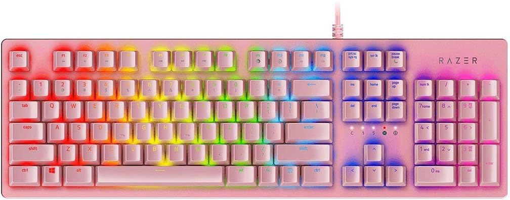 Razer - Huntsman Wired Gaming Opto-Mechanical Switch Keyboard with Chroma Back Lighting - Quartz Pink