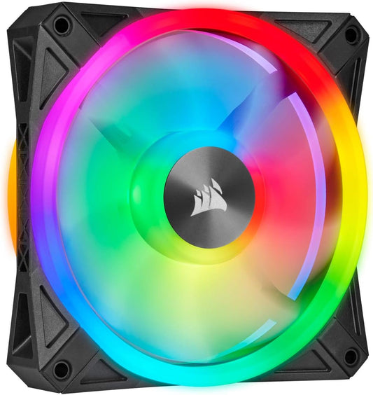 Corsair 140mm RGB LED Fan, Dual Pack with Lighting Node Core - Black