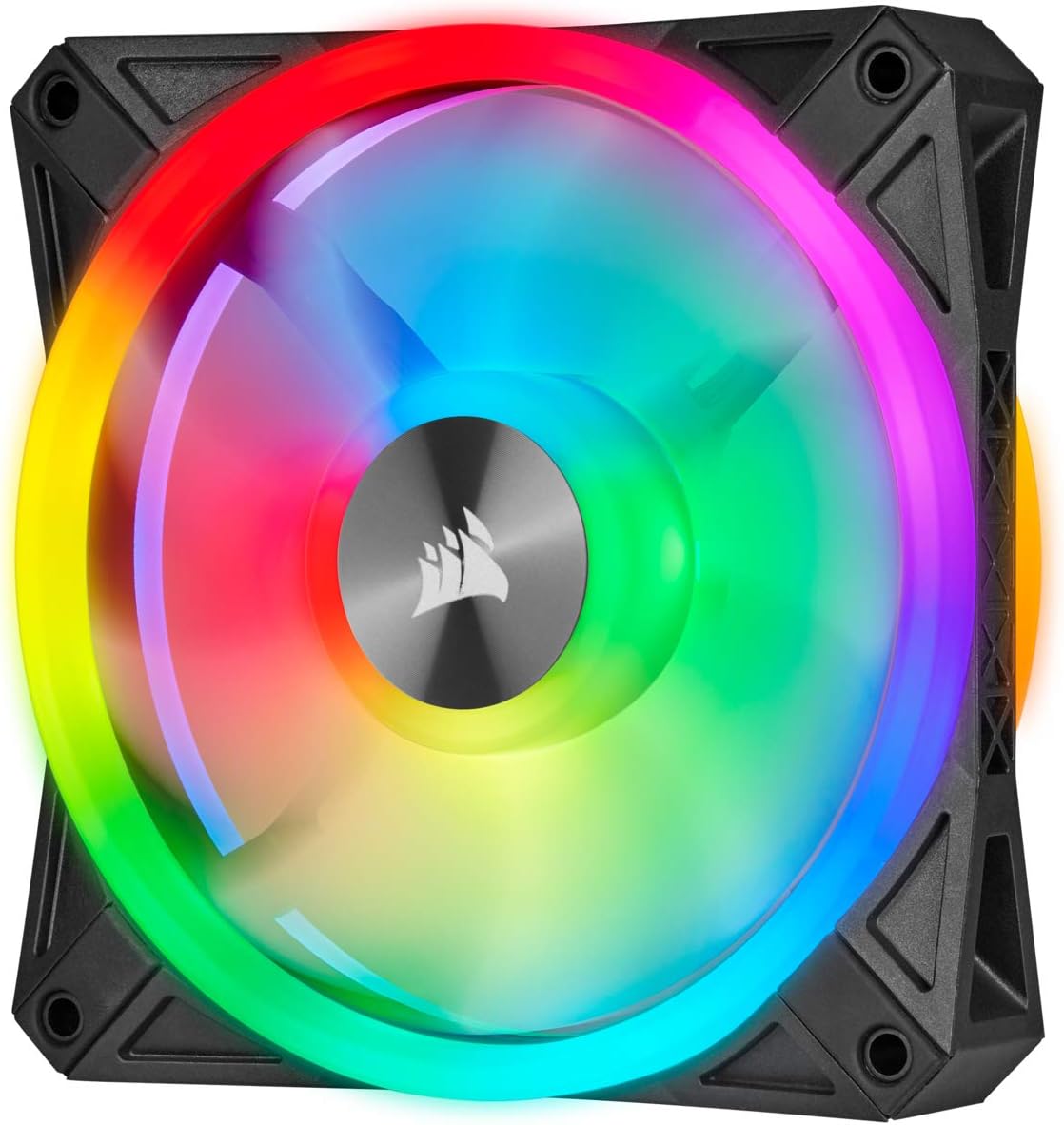 Corsair 140mm RGB LED Fan, Dual Pack with Lighting Node Core - Black