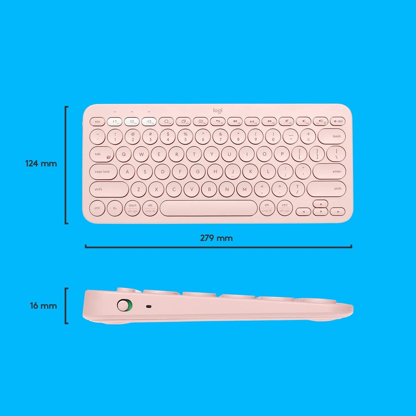 Logitech K380 Pebble Wireless Multi-Device Keyboard - Rose