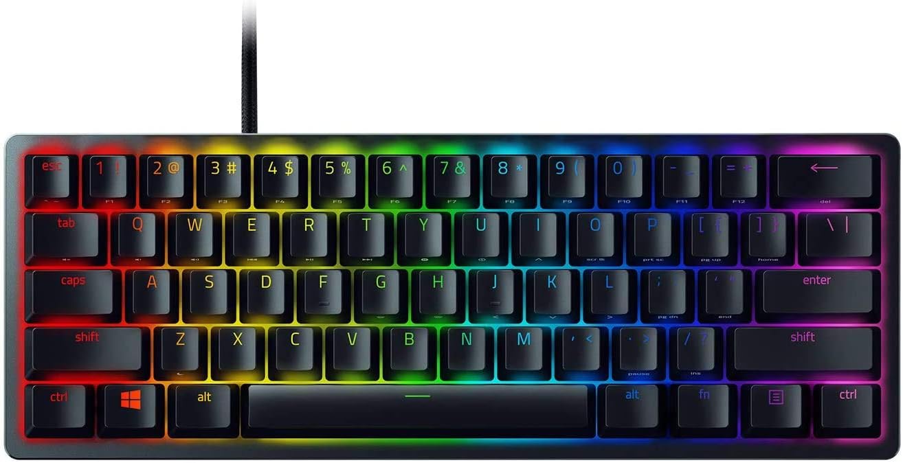 Razer Huntsman Mini (Red Switch) - Compact 60% Gaming Keyboard (Linear Optical Switches, Doubleshot PBT Keycaps, Removable USB-C Cable) QWERTY US Layout | Black