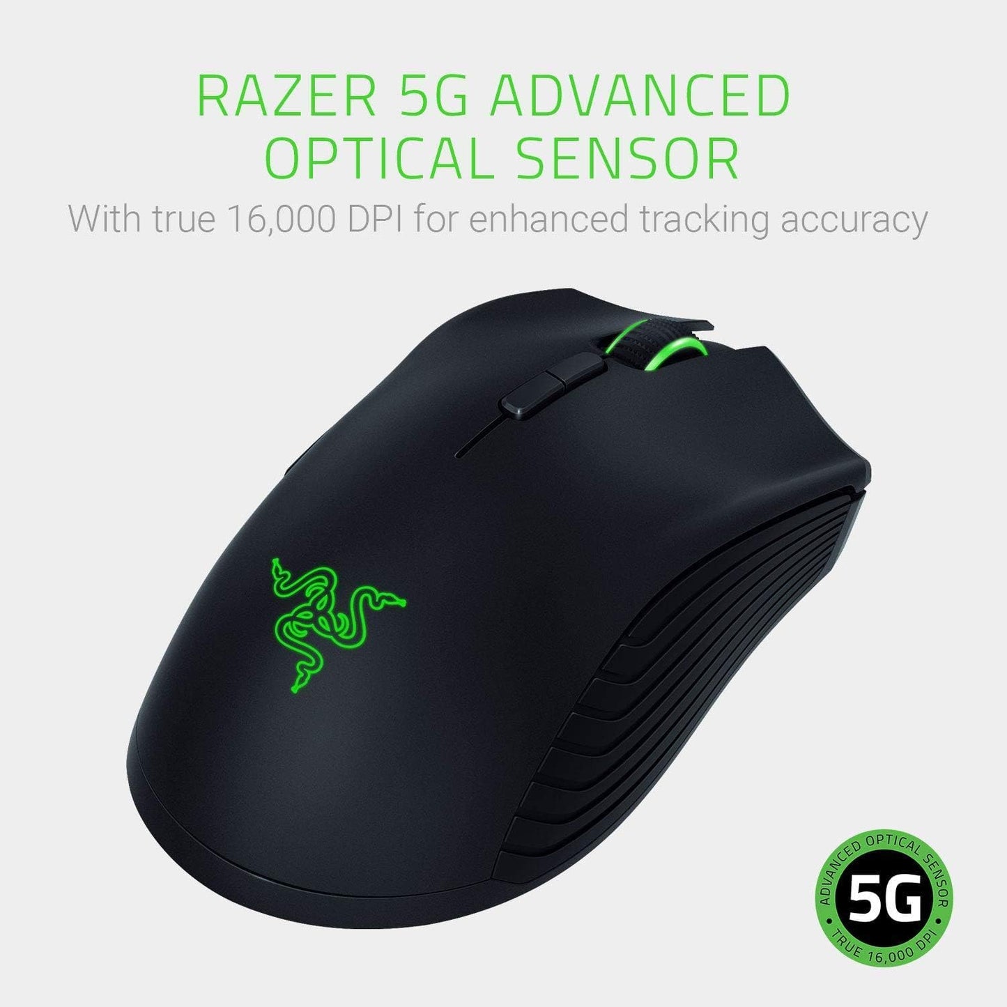 RAZER Mamba Wireless 2018. True 16,000 DPS 5G Optical Sensor, Wired-Wireless Capability (50 Hour Battery Life), Powered by RAZER Chroma, Ergonomic Gaming Mouse