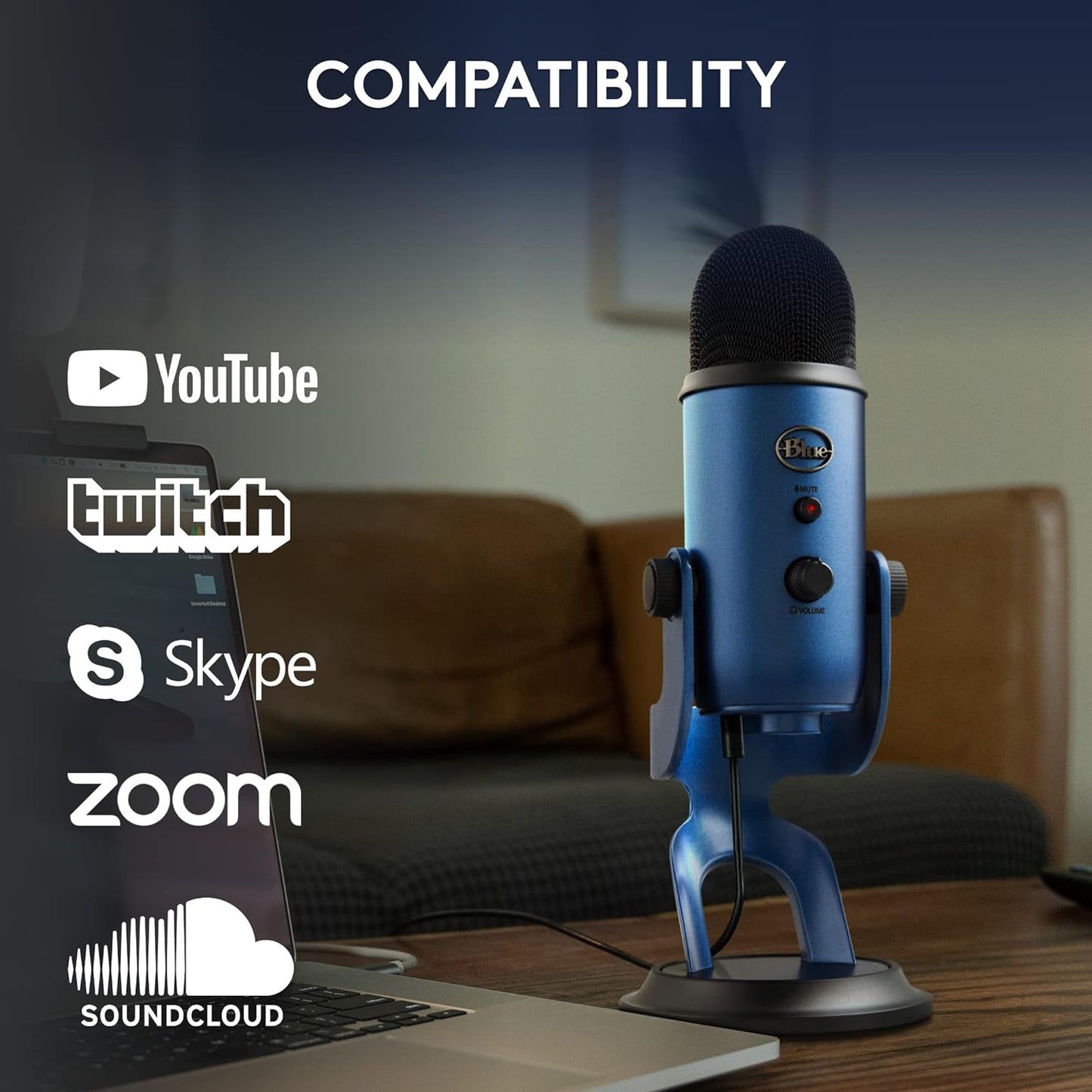 Logitech for Creators Blue Yeti USB Microphone-Midnight Blue