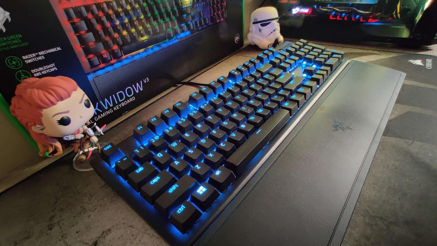 Razer BlackWidow V3 Mechanical Gaming Keyboard: Green Mechanical Switches - Tactile & Clicky - Chroma RGB Lighting - Compact Form Factor - Programmable Macro Functionality - USB Passthrough
