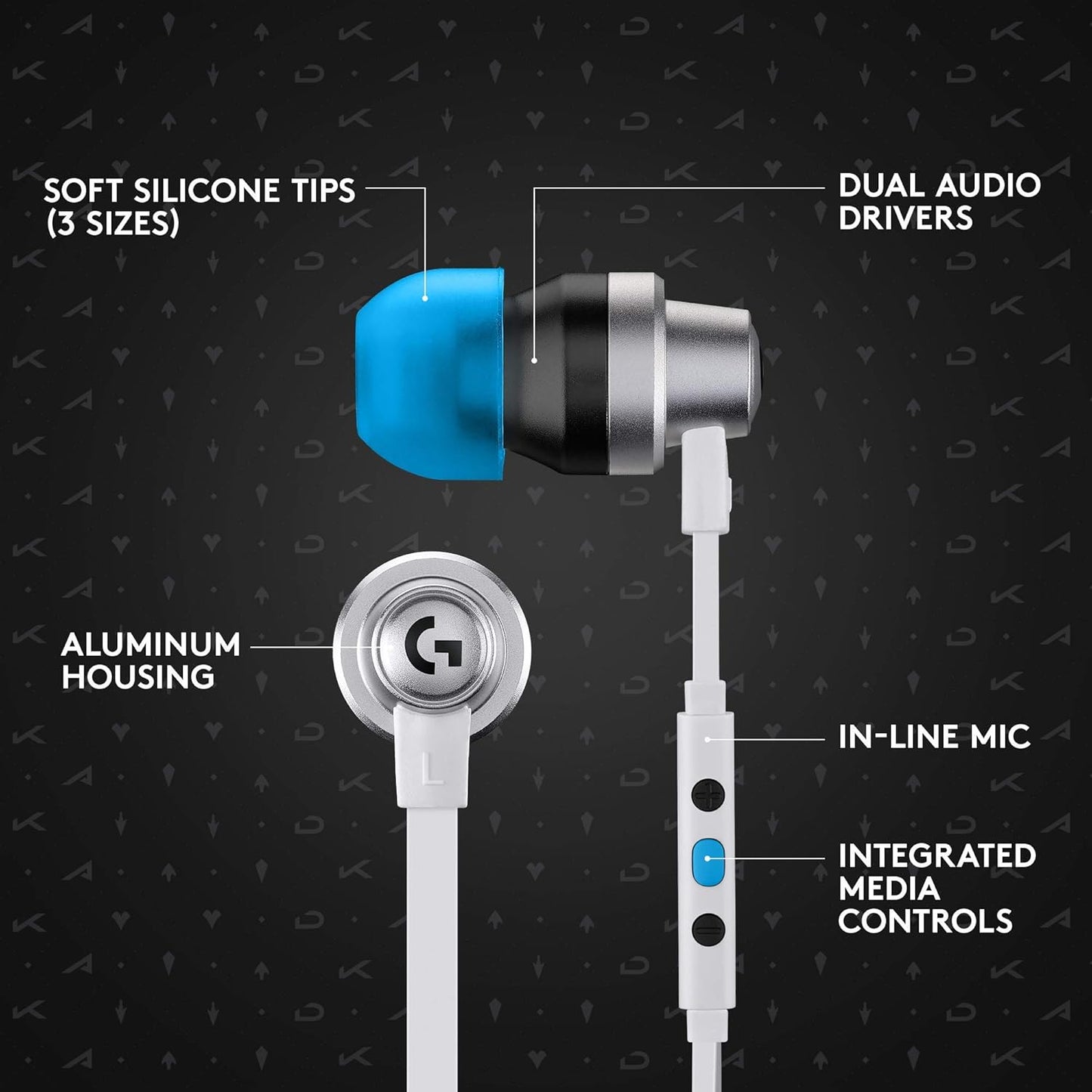 Logitech G333 K/DA Gaming Earphones - in-Line Mic and Controls - Gaming-Grade Dual Drivers - Durable Aluminum Housing - Official League of Legends KDA Gaming Gear