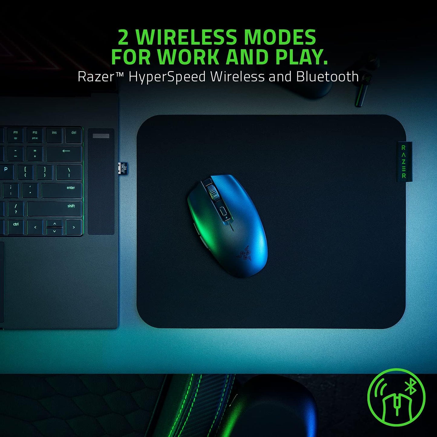 Razer Orochi V2 Mobile Wireless Gaming Mouse for Computer & Laptop: Ultra Lightweight - 2 Wireless Mouse Modes, Mechanical Mouse Switches - 5G Advanced 18K DPI Optical Sensor - Black