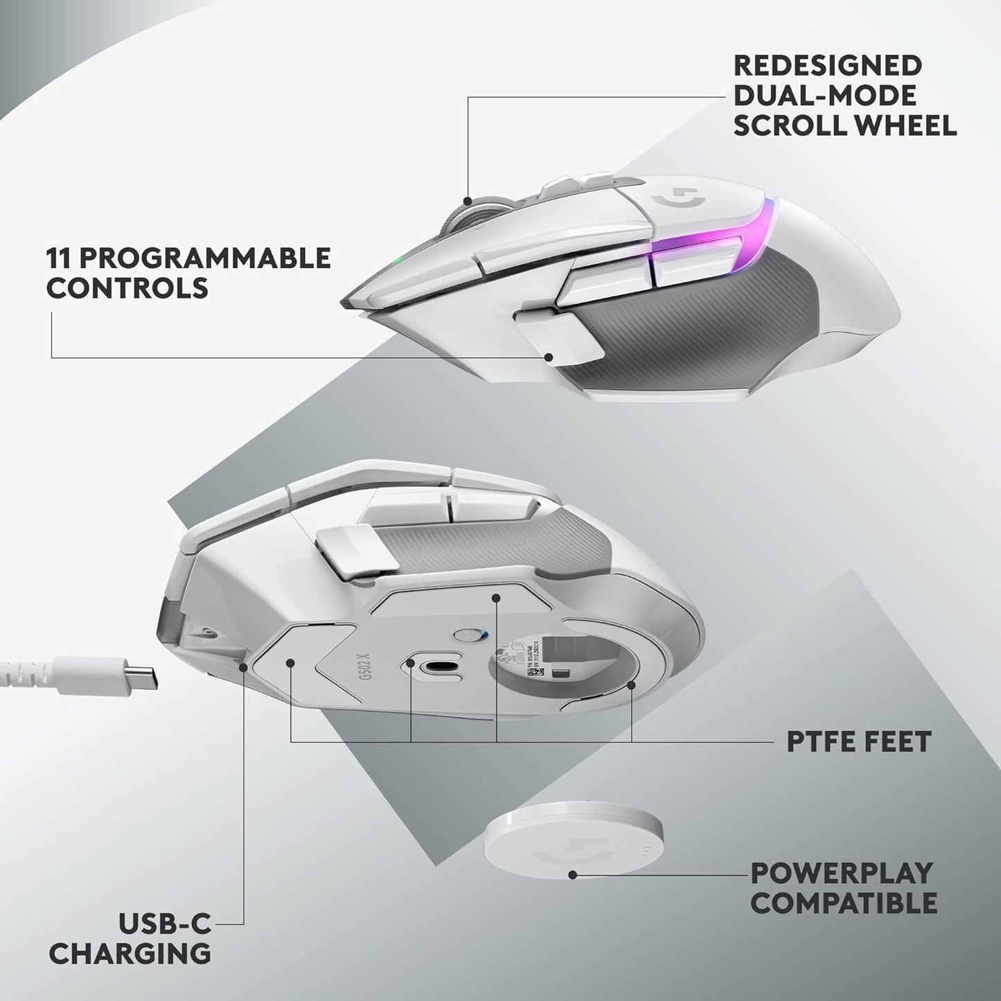Logitech G502 X Plus Lightspeed Wireless Optical Mouse  - White