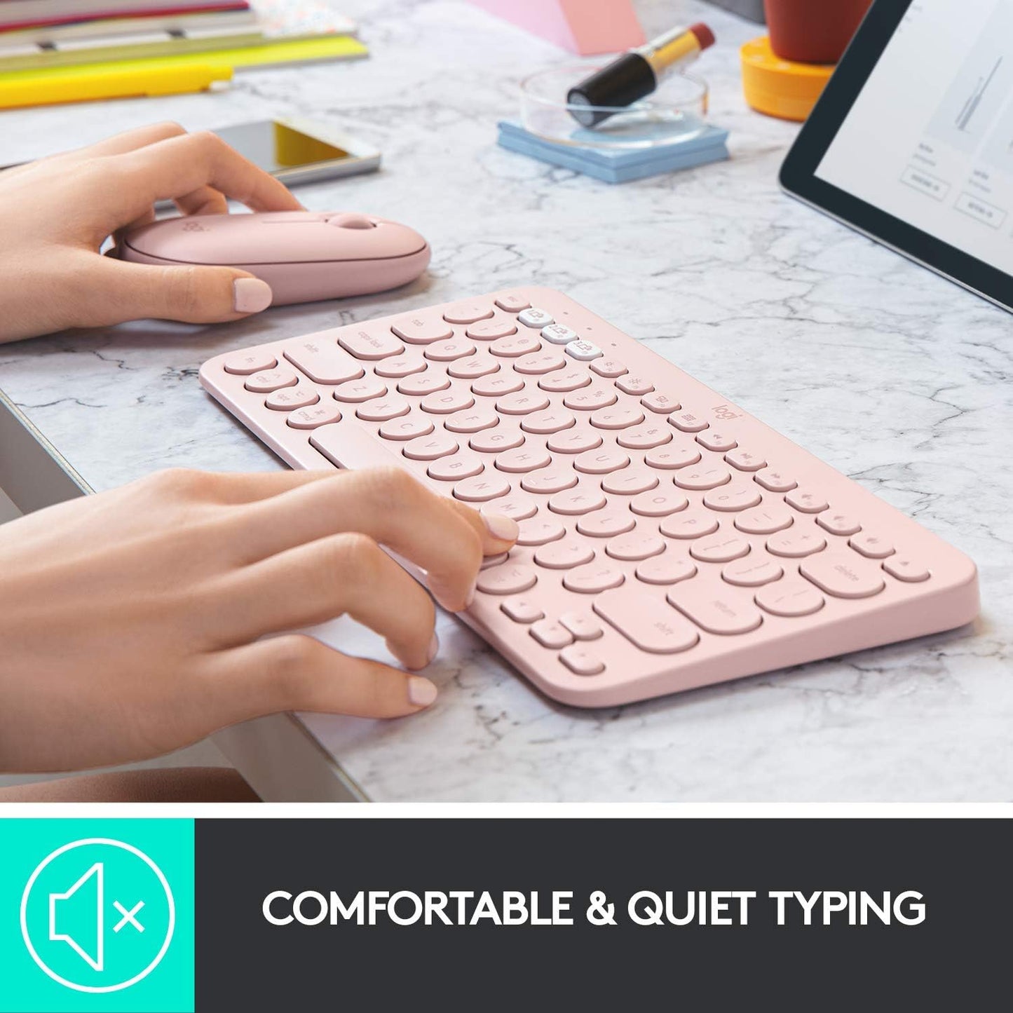 Logitech K380 Wireless Bluetooth Keyboard in Rose