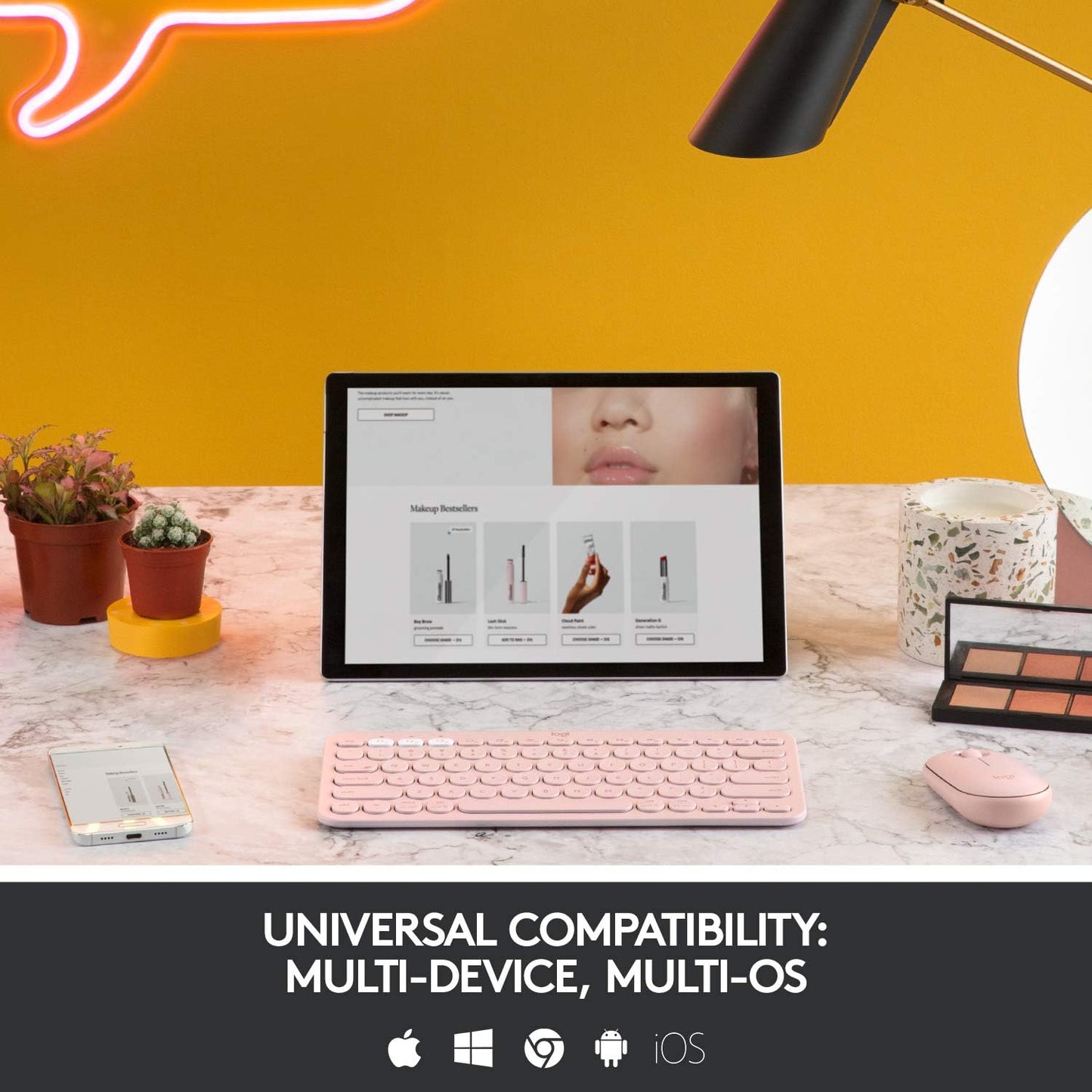 Logitech K380 Pebble Wireless Multi-Device Keyboard - Rose