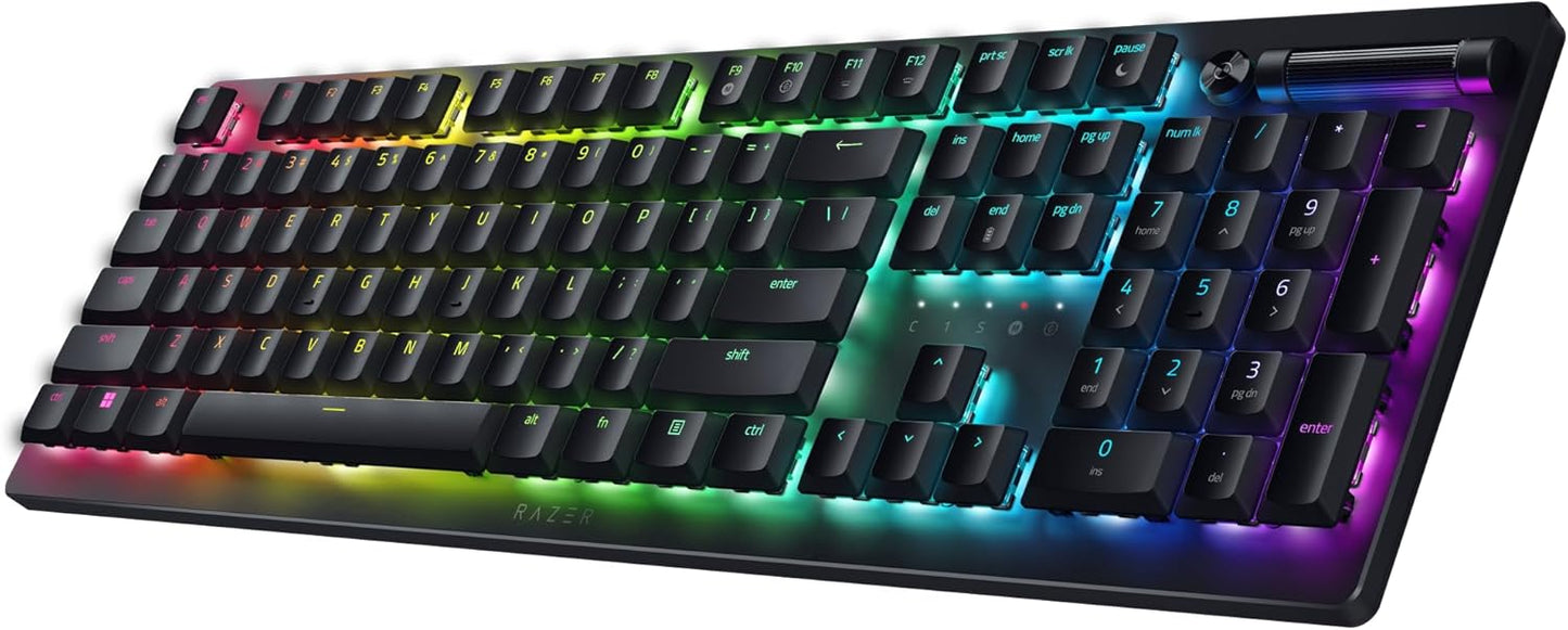 Razer DeathStalker V2 Pro Wireless Gaming Keyboard: Low-Profile Optical Switches - Linear Red - Hyperspeed Wireless & Bluetooth 5.0-40 Hr Battery - Ultra-Durable Coated Keycaps - Chroma RGB