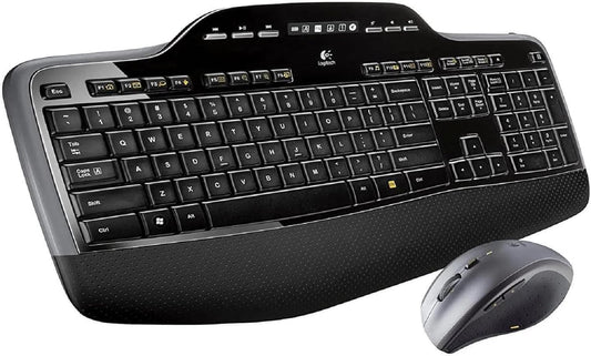 Logitech MK710-RB Desktop Wireless Keyboard/Mouse Combo, Hyper-Fast Scrolling Wireless Mouse USB, Keyboard with LCD Dashboard, Long Battery Life, Black
