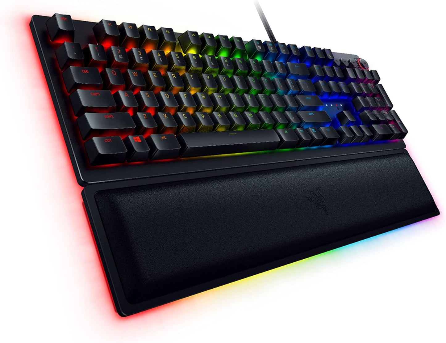 Razer Huntsman Elite: Opto-Mechanical Switch - Multi-Functional Digital Dial & Media Keys - Leatherette Wrist Rest - 4-Side Underglow - Gaming Keyboard