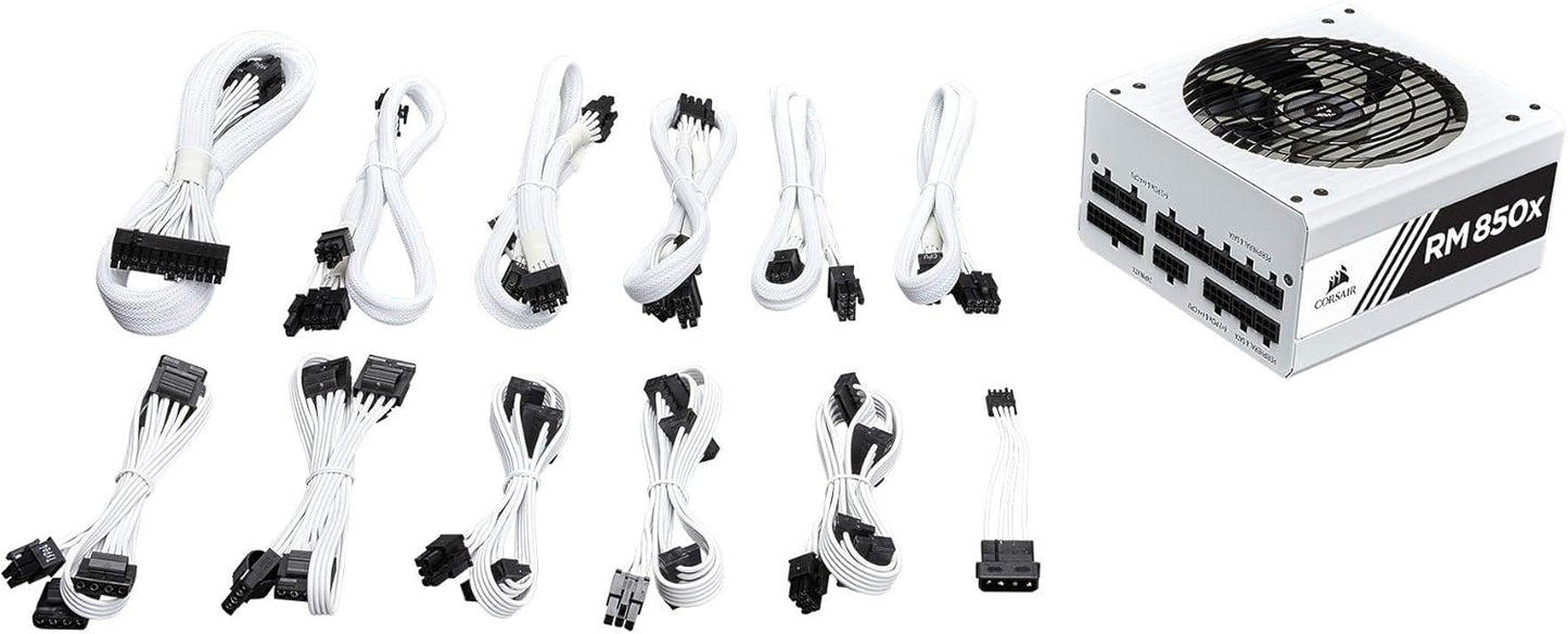Corsair RMX White Series (2018), RM850x, 850 Watt, 80+ Gold Certified, Fully Modular Power Supply - White, 80 PLUS Gold (CP-9020188-NA)