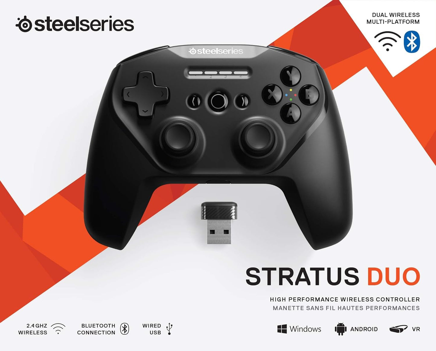 SteelSeries Stratus Duo Wireless Gaming Controller – Made for Android, Windows, and VR – Dual-Wireless Connectivity – High-Performance Materials – Supports Fortnite Mobile