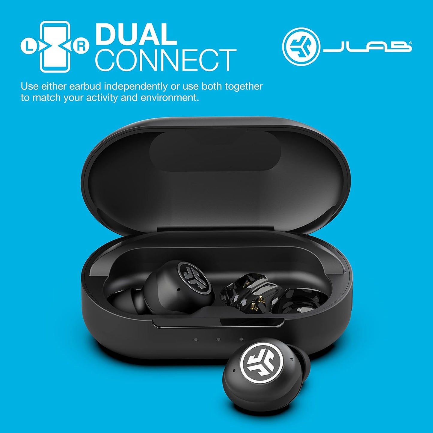 JLab JBuds Air Pro True Wireless Earbuds, Black, Bluetooth Multipoint, Auto Play & Pause, Dual Connect, IP55 Sweat & Dust Resistance, Be Aware Audio for Safety, Custom 3 EQ Sound Settings