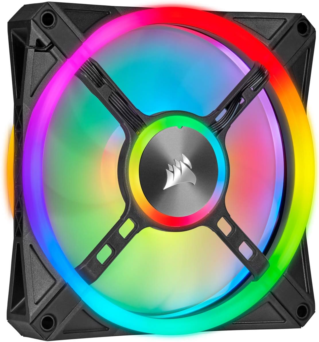Corsair 140mm RGB LED Fan, Dual Pack with Lighting Node Core - Black