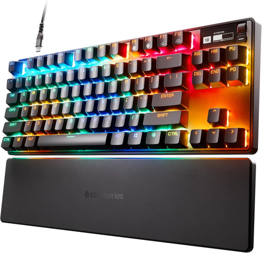 SteelSeries Apex Pro TKL 2023 Ed.- World's Fastest Mechanical Gaming Keyboard - Adjustable Actuation - Esports Tenkeyless - OLED Screen - RGB - PBT Keycaps - USB-C
