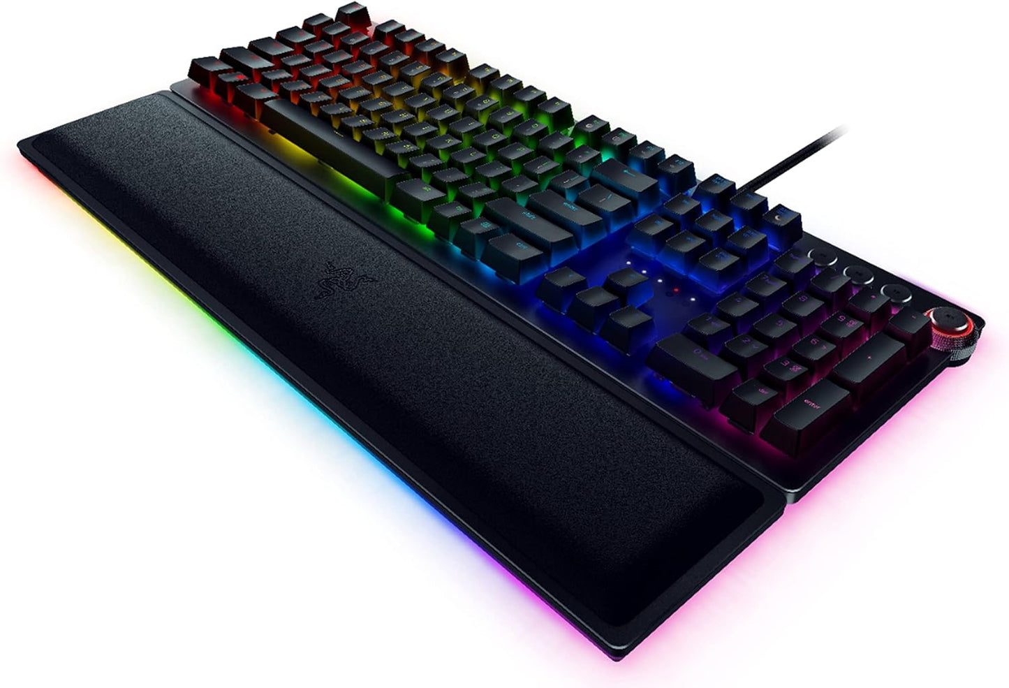 Razer Huntsman Elite: Opto-Mechanical Switch - Multi-Functional Digital Dial & Media Keys - Leatherette Wrist Rest - 4-Side Underglow - Gaming Keyboard