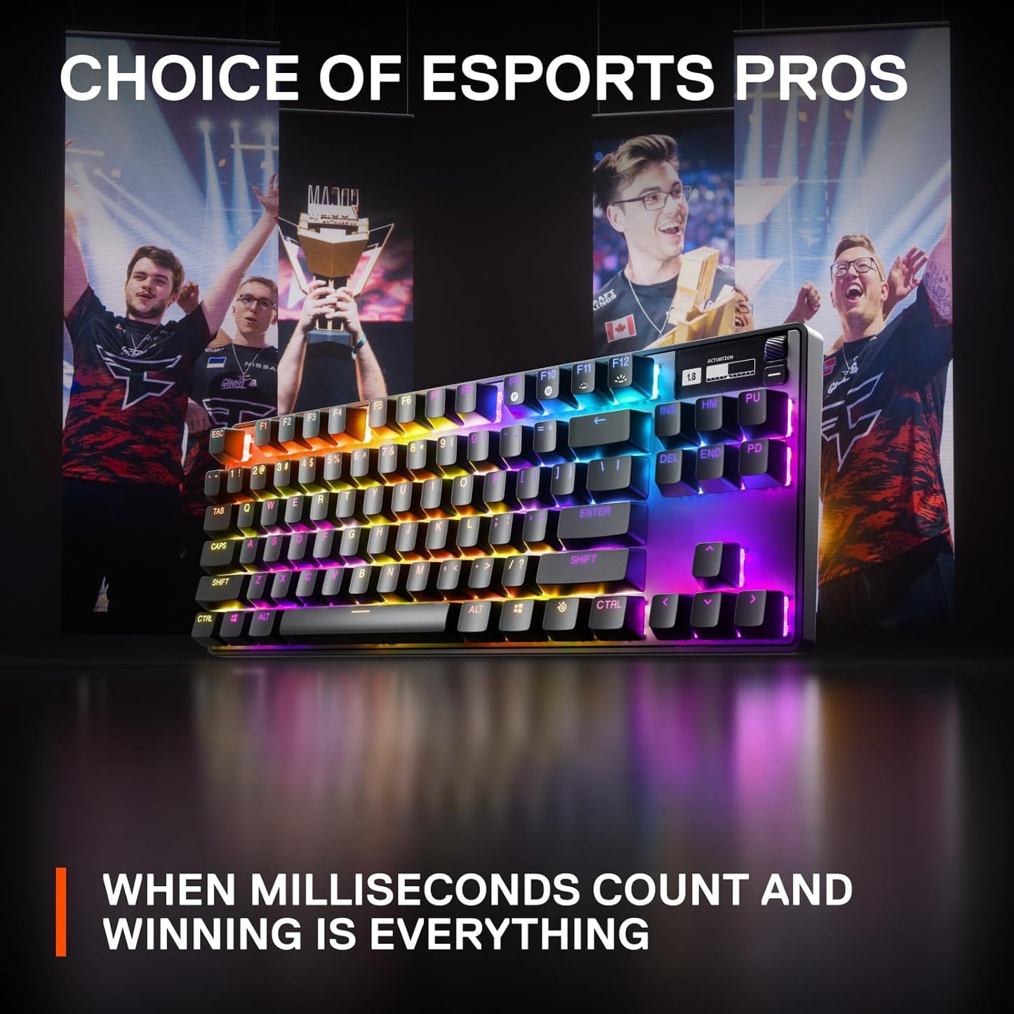 SteelSeries Apex Pro TKL 2023 Ed.- World's Fastest Mechanical Gaming Keyboard - Adjustable Actuation - Esports Tenkeyless - OLED Screen - RGB - PBT Keycaps - USB-C