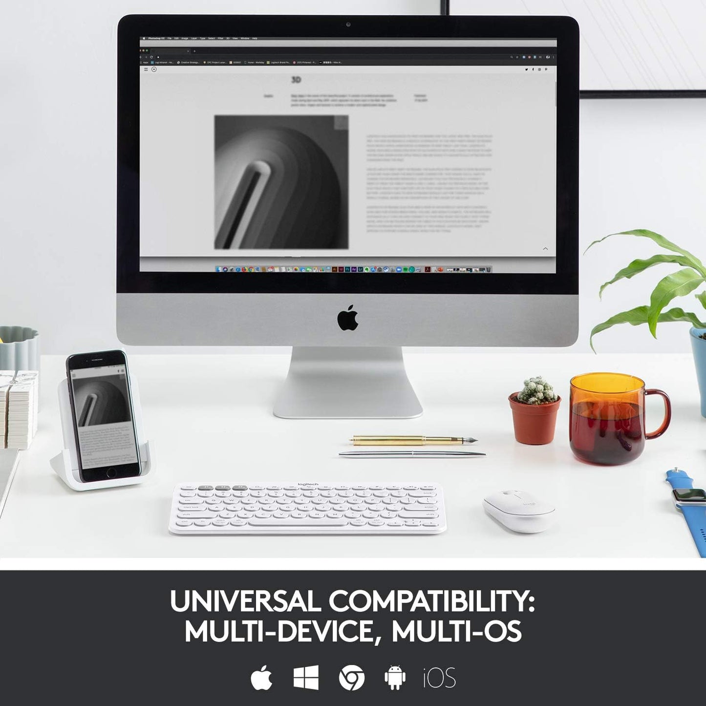 Logitech K380 Multi-Device Wireless Bluetooth Keyboard - Off White