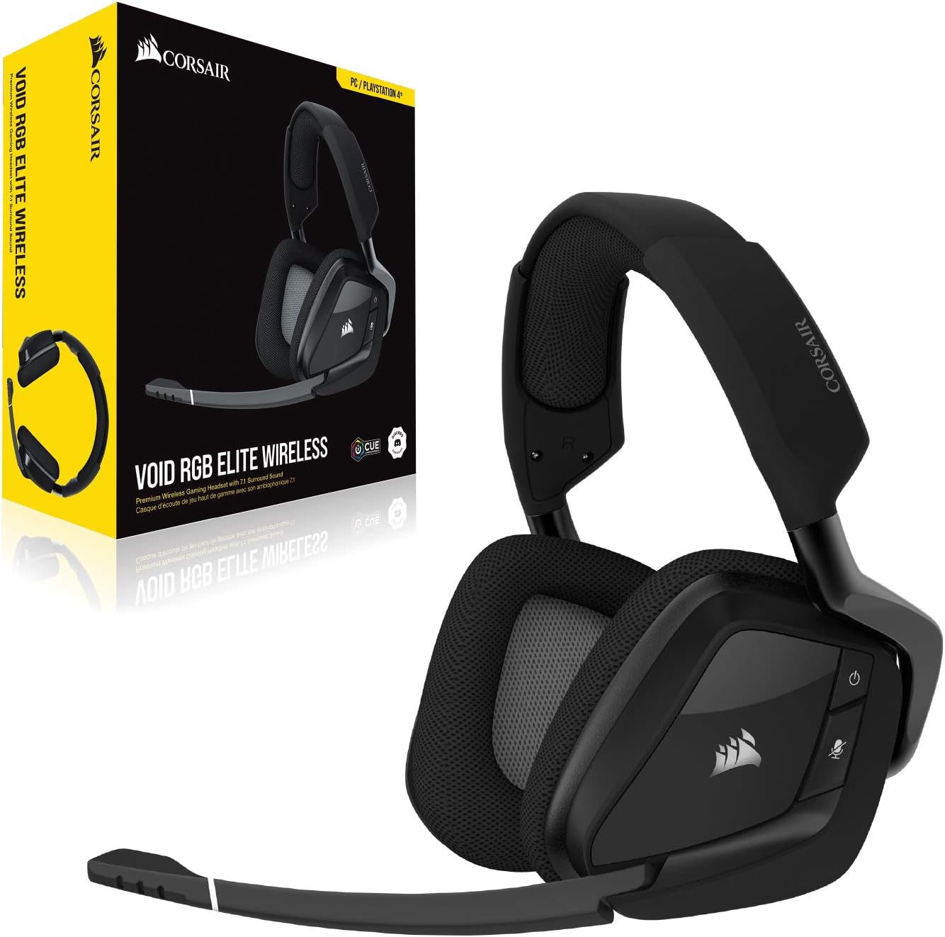 Corsair VOID RGB Elite Wireless Premium Gaming Headset with 7.1 Surround Sound, Carbon