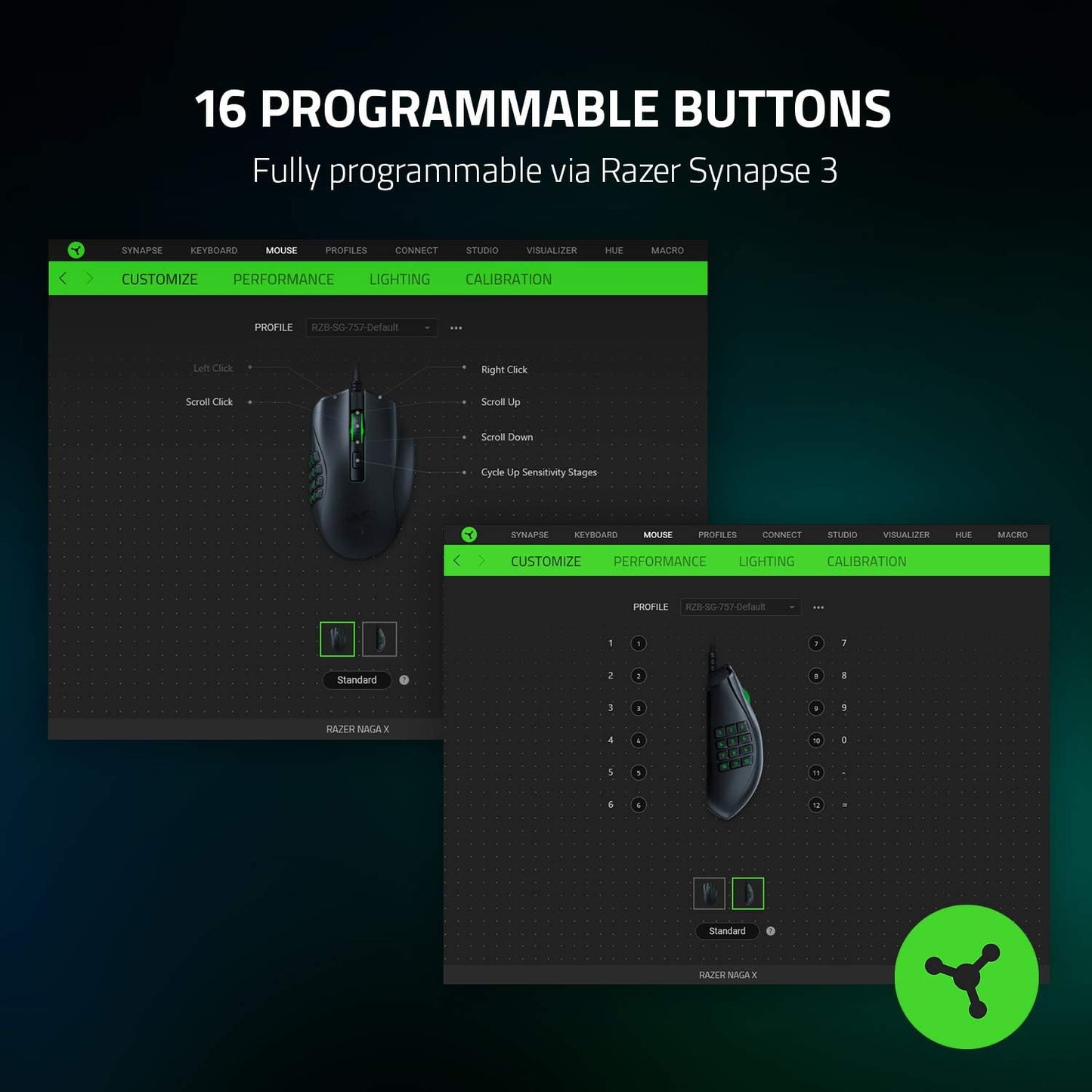 Razer Naga X Wired MMO Gaming Mouse: 18K DPI Optical Sensor - 2nd-gen Optical Switch - Chroma RGB Lighting - 16 Programmable Buttons - 85g - Classic Black