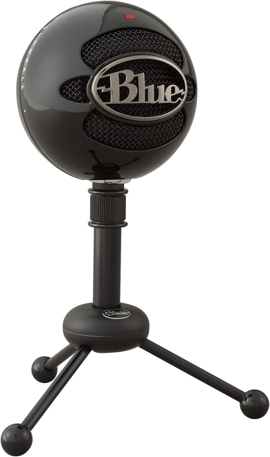 Blue Snowball USB Microphone for PC, Mac, Gaming, Recording, Streaming, Podcasting, Condenser Mic with Cardioid and Omnidirectional Pickup Patterns, Stylish Retro Design – Black