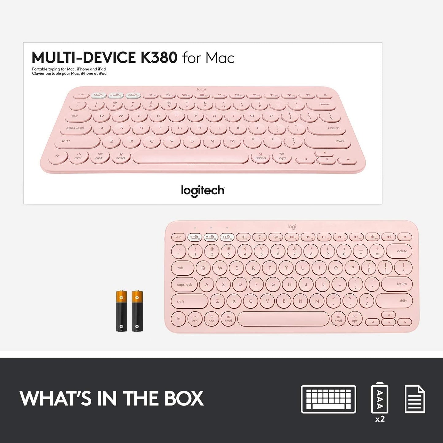 Logitech K380 Wireless Bluetooth Keyboard in Rose