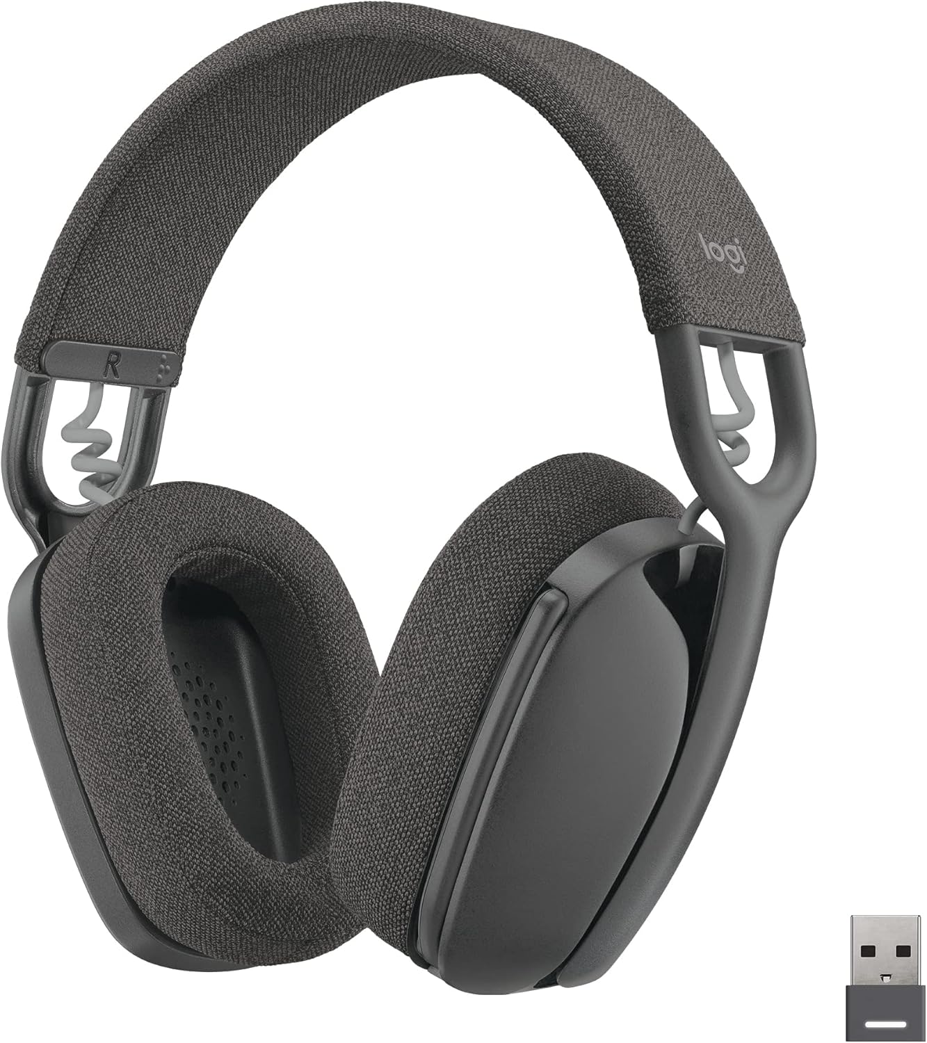 Logitech Zone Vibe 125 Wireless Headphones with Noise-Canceling Microphone, Bluetooth, USB-A Receiver; Works with Zoom, Google Voice, Google Meet, Mac/PC - Graphite